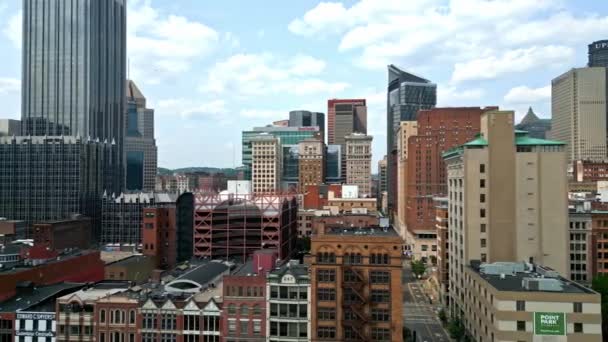 Let Podél Centra Pittsburghu Letecký Výhled Pittsburgh Pennsylvania — Stock video