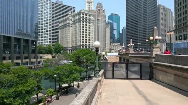 Σικάγο Riverwalk Στο Κέντρο Της Πόλης Chicago Illinois Ιούνιος 2023 — Αρχείο Βίντεο