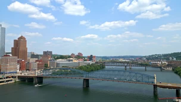 Smithfield Bridge Městě Pittsburgh Shora Pittsburgh Pennsylvania 2023 — Stock video