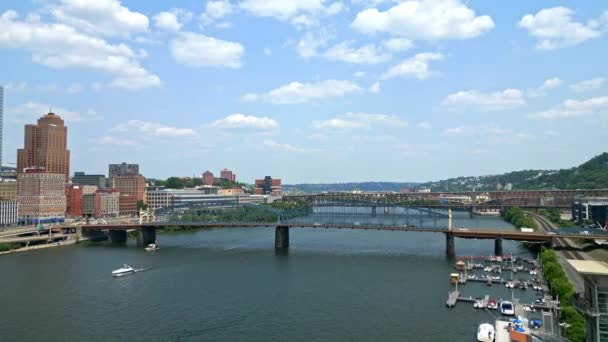 Smithfield Bridge Nella Città Pittsburgh Dall Alto Fotografia Aerea Con — Video Stock