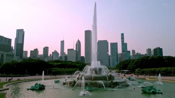 Фонтан Букінгема Чиказькому Грант Парку Зверху Chicago Illinois June 2023 — стокове відео