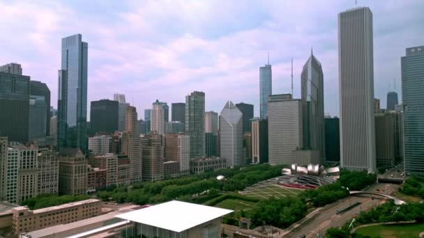 Chicago Downtown Its Iconic Skyscrapers Aerial Photography Drone — Stock Video