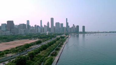 Yukarıdan Chicago Grant Park - İHA 'dan hava fotoğrafçılığı