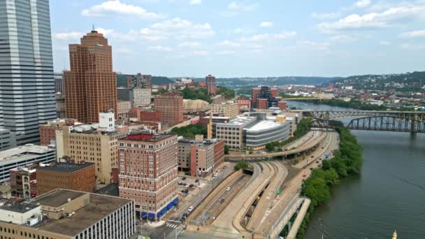 Downtown Pittsburgh Veduta Aerea Con Drone Pittsburgh Pennsylvania Giugno 2023 — Video Stock