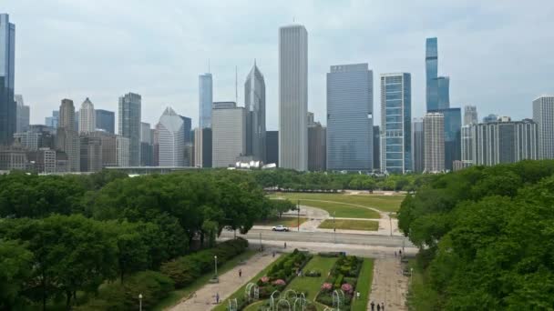 Chicago Downtown Mit Seinen Ikonischen Wolkenkratzern Von Oben Chicago Illinois — Stockvideo