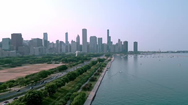 シカゴ グラント パーク上から ドローンによる空撮 — ストック動画