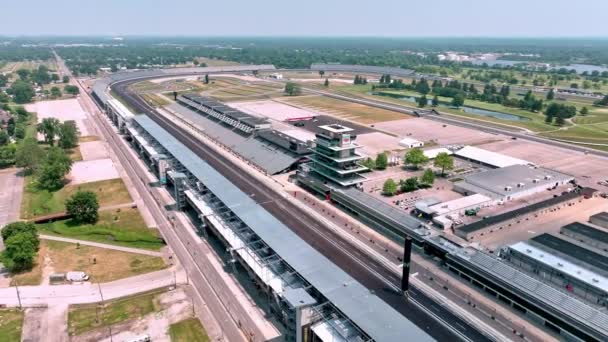 Vuelo Sobre Pista Carreras Indianápolis Motor Speedway Desde Arriba Indianapolis — Vídeo de stock