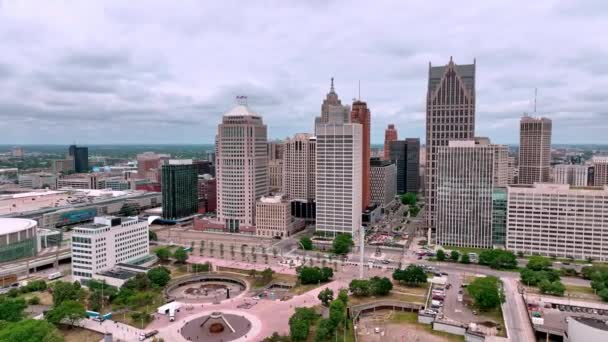 Widok Lotu Ptaka Centrum Detroit Detroit Michigan Czerwca 2023 — Wideo stockowe