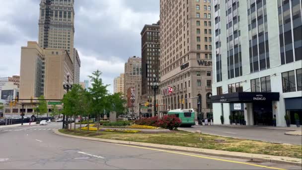Hotel Indigo Street View Detroit Detroit Usa June 2023 — стокове відео