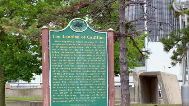Landing Cadillac Information Board Detroit Detroit Estados Unidos Junio 2023 — Vídeos de Stock