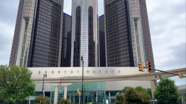 General Motors Huvudkontor Renaissance Center Detroit Detroit Usa Juni 2023 — Stockvideo