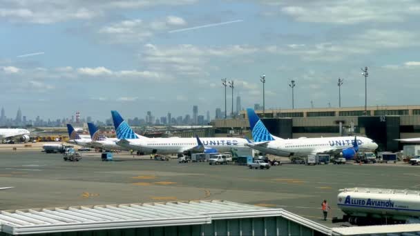 Newark Havaalanı Ndaki United Airplanes Newark Abd Haziran 2023 — Stok video
