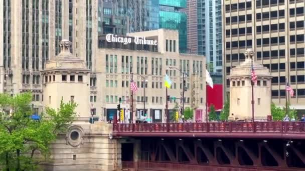 Chicago Tribune Centru Chicago Usa Červen 2023 — Stock video