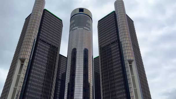 Главный Офис General Motors Центре Ренессанса Детройте Сша Июня 2023 — стоковое видео