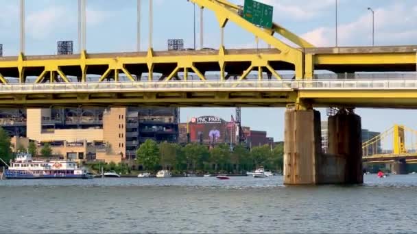 Κίτρινες Γέφυρες Του Πίτσμπουργκ Pittsburgh Ηπα Ιουνιου 2023 — Αρχείο Βίντεο