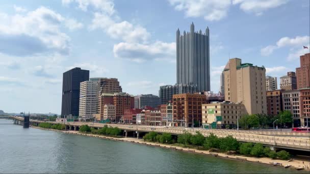 Iconic Building Skyline Downtown Pittsburgh Pittsburg Usa Iune 2023 — стоковое видео