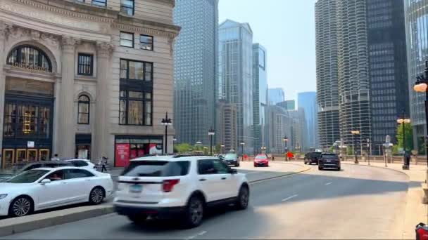 Wacker Drive Street View Chicago Downtown Chicago Usa June 2023 — Stock Video