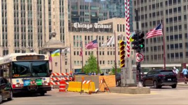 Chicago Tribune binası şehir merkezinde - Chicago, ABD - Haziran 05, 2023