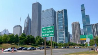 Jean Baptiste Pointe Pointe DuSable Lake Shore Drive, Chicago - ABD - Haziran 06, 2023