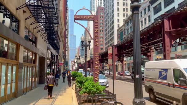 Chicago Wabash Bulvarı Ndaki Kuyumcular Sokağı Chicago Abd Haziran 2023 — Stok video