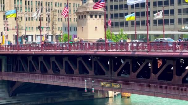 Мост Дюсэйбл Чикаго Чикаго Сша Июнь 2023 — стоковое видео