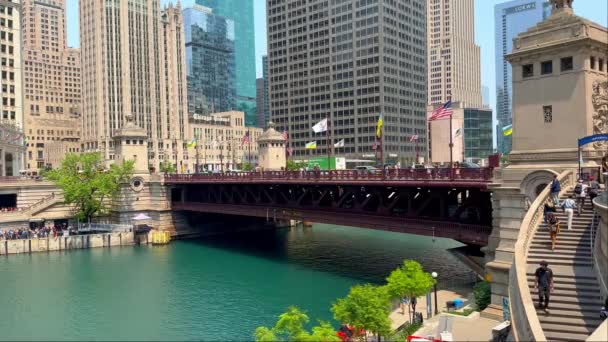 芝加哥Dusable Bridge Chicago Chicago Usa June 2023 — 图库视频影像