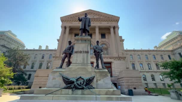 Estatua Monumento Morton Capitolio Estatal Indiana Indianápolis Indianapolis Usa Junio — Vídeo de stock