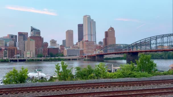 匹兹堡天际线 从车站广场看风景 Pittsburgh Usa June 2023 — 图库视频影像