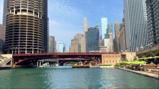 Chicago River Centrum Miasta Chicago Usa Czerwiec 2023 — Wideo stockowe