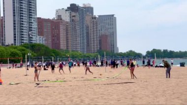 Chicago 'daki Oak Caddesi Plajı - Chicago, ABD - Haziran 06, 2023