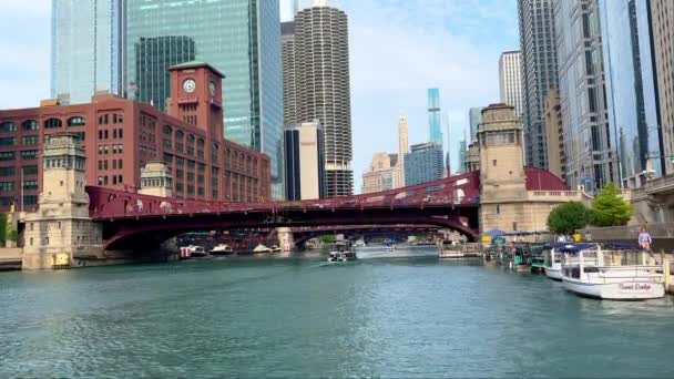 Chicago River Downtown Chicago Usa June 2023 — Stock Video