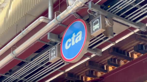 Cta Logo Stasiun Kereta Bawah Tanah Chicago Chicago Amerika Serikat — Stok Video