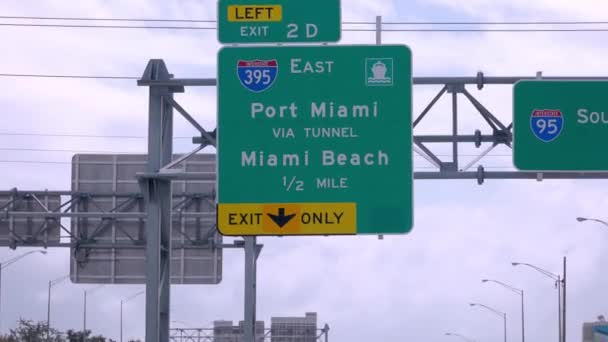 Indicaciones Dirección Miami Beach Port Miami Fotografía Viaje — Vídeo de stock