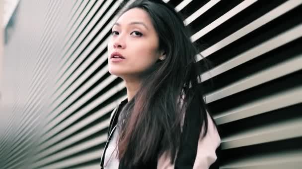 Portret Van Een Aziatisch Meisje Met Een Mooi Gezicht Mensen — Stockvideo
