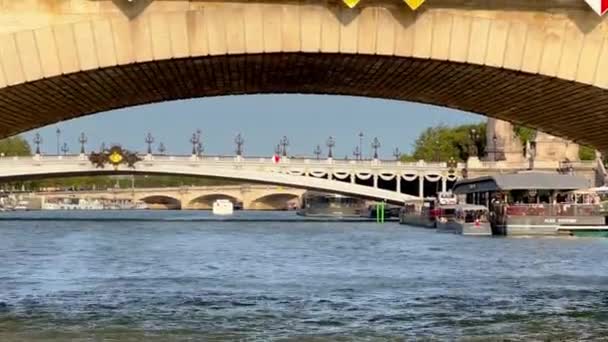 Paris Teki Seine Nehri Üzerindeki Köprüler Paris France Eylül 2023 — Stok video