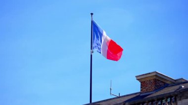 Rüzgarda dalgalanan Fransız Bayrağı - stok fotoğrafçılığı