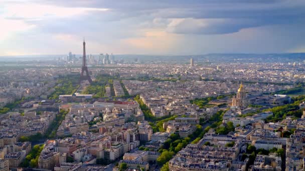 Fransa Nın Paris Kenti Yukarıdan Bakıldığında Hisse Senedi Fotoğrafçılığı — Stok video