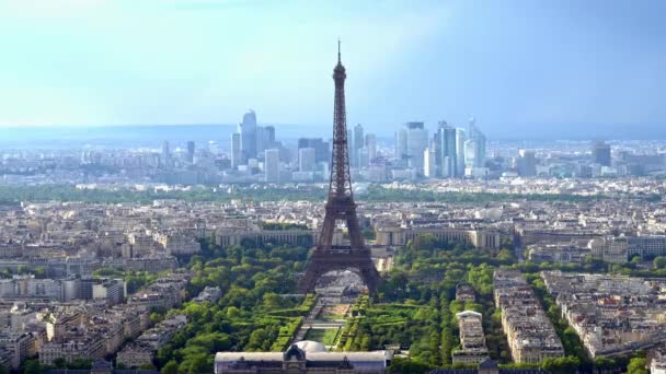 Eiffel Tower City Paris France Aerial View Stock Photography — Stock Video