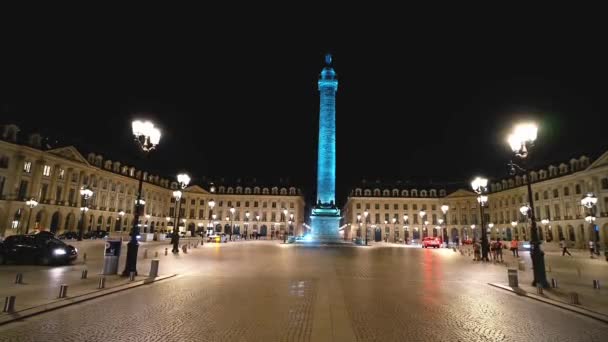 Niesamowity Luksusowy Plac Vendome Paryżu Nocą Paryż Francja Wrzesień 2023 — Wideo stockowe