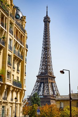 Wonderful view at the Eiffel Tower Paris from a residential district - travel photography in Paris France clipart