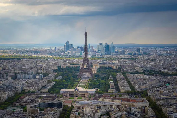 Vista Aérea Panorámica París Francia Con Torre Eiffel Fotografía Viaje —  Fotos de Stock