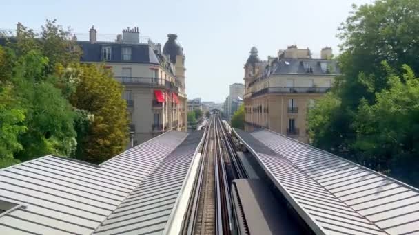 Nadzemní Stanice Metra Paříži Paříž Francie Září 2023 — Stock video