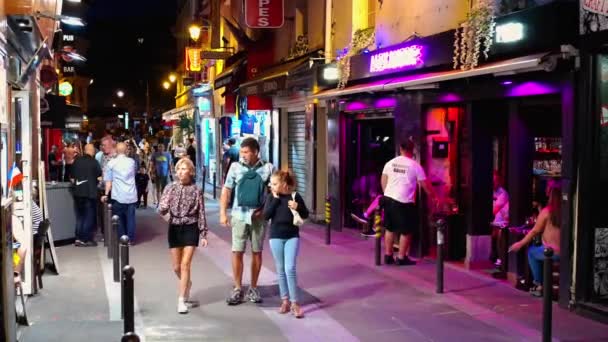 Wandelen Door Het Quartier Latin Parijs Nachts Parijs Frankrijk September — Stockvideo