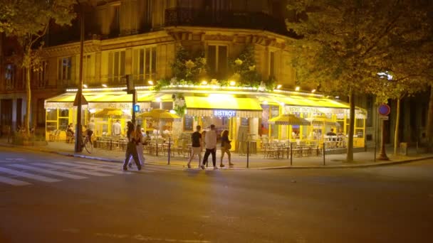 Paris Sokak Bistro Akşam Görüşü Paris France Eylül 2023 — Stok video