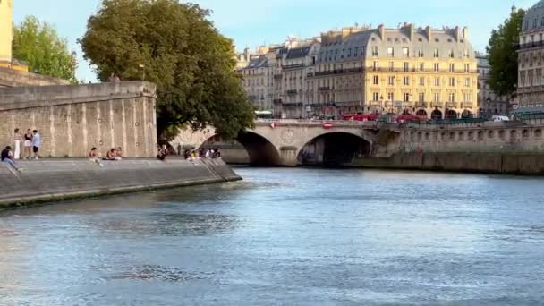 River Seine City Paris Παρίσι Γαλλία Σεπτεμβριοσ 2023 — Αρχείο Βίντεο