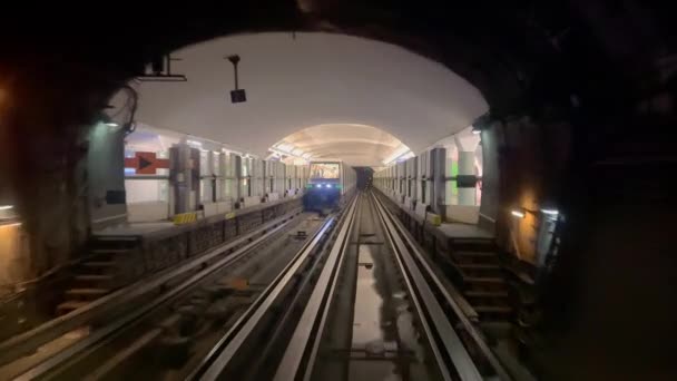Metroda Pov Yolculuğu Paris Metrosu Paris France Eylül 2023 — Stok video