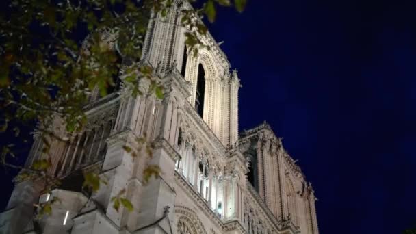 Notre Dame Catheral Noci Paříži Paříž Francie Září 2023 — Stock video