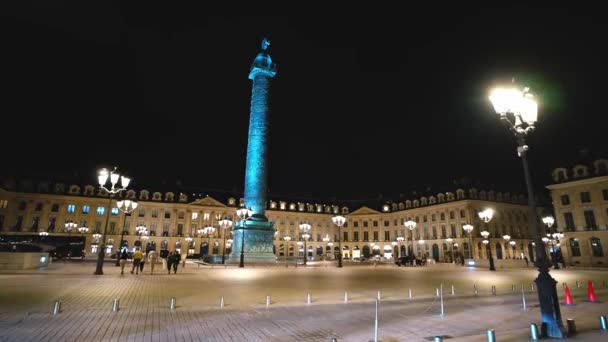 Gece Paris Inanılmaz Lüks Vendome Meydanı Paris France Eylül 2023 — Stok video
