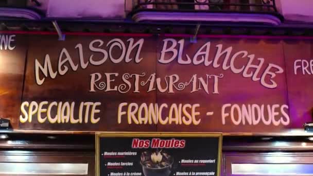 Kleine Restaurants Het Quartier Latin Parijs Nachts Parijs Frankrijk September — Stockvideo