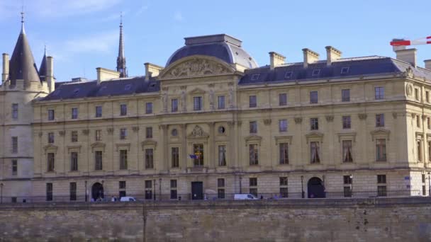 Palácio Cidade Paris Chamado Palais Cite Com Palácio Justiça Paris — Vídeo de Stock